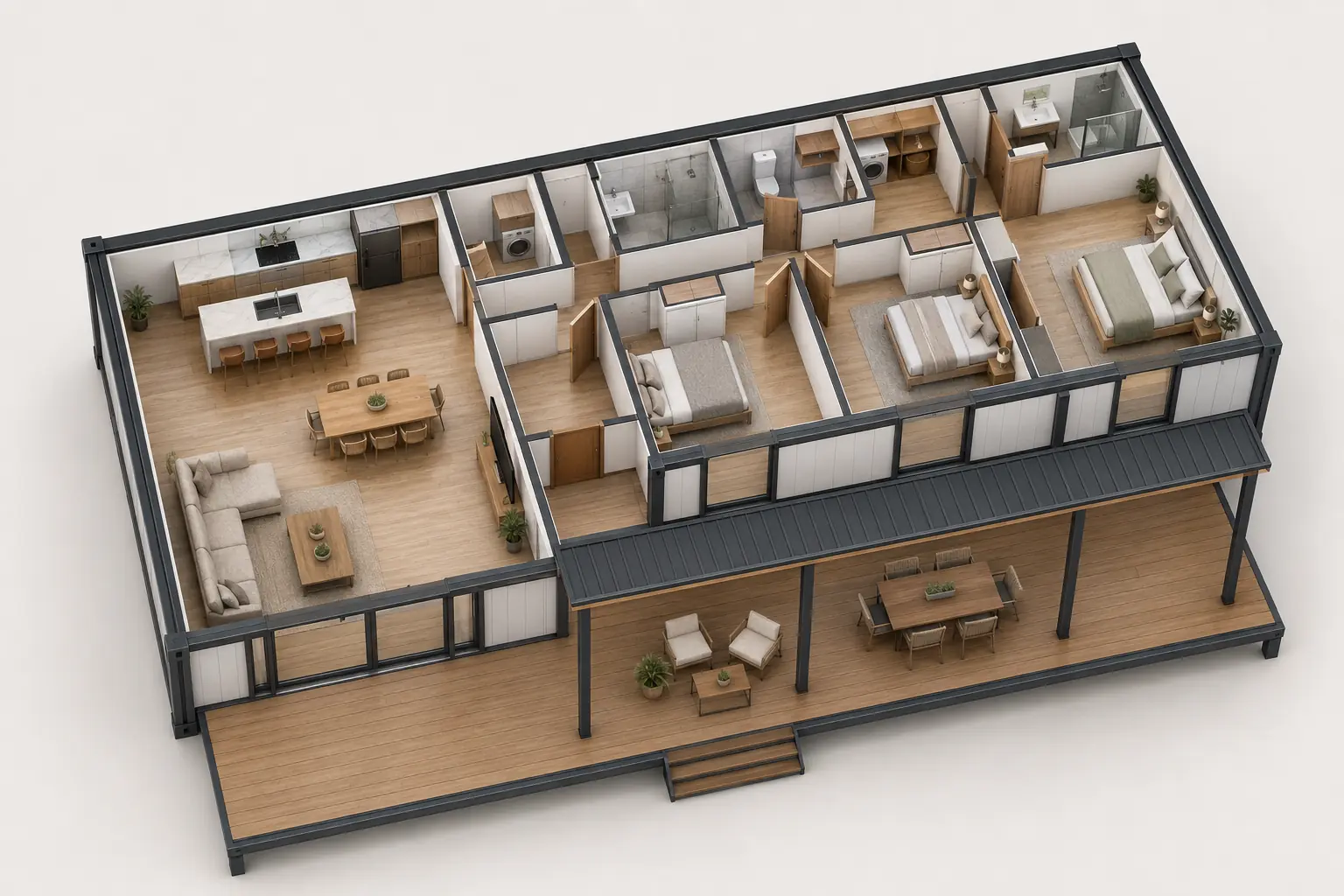 126 m² Konteyner Evler Modeli