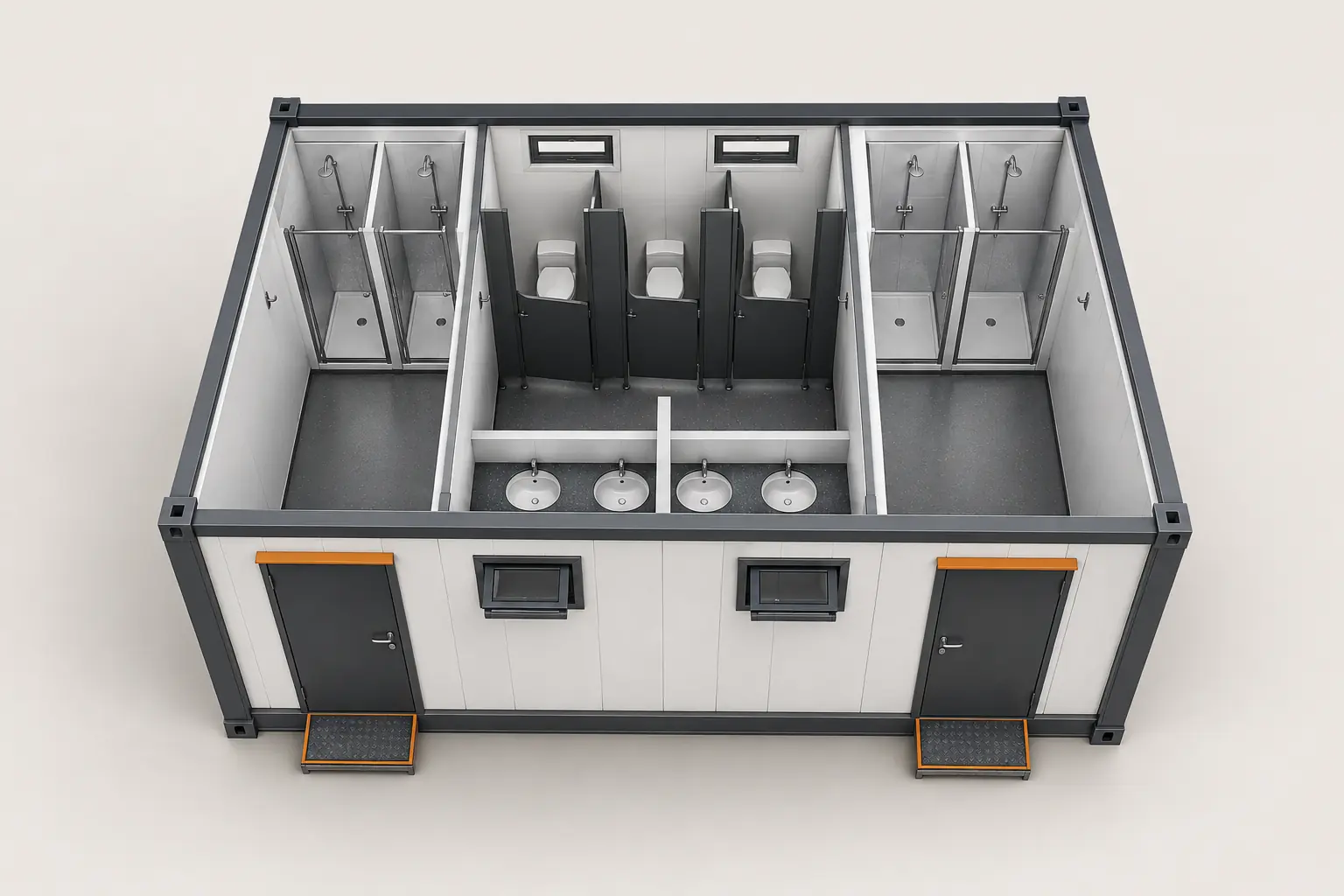 14 m² WC Duş Konteyner Modeli