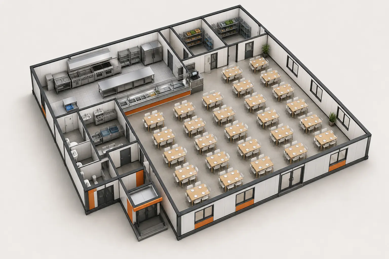 252 m² Yemekhane Konteyner Modeli