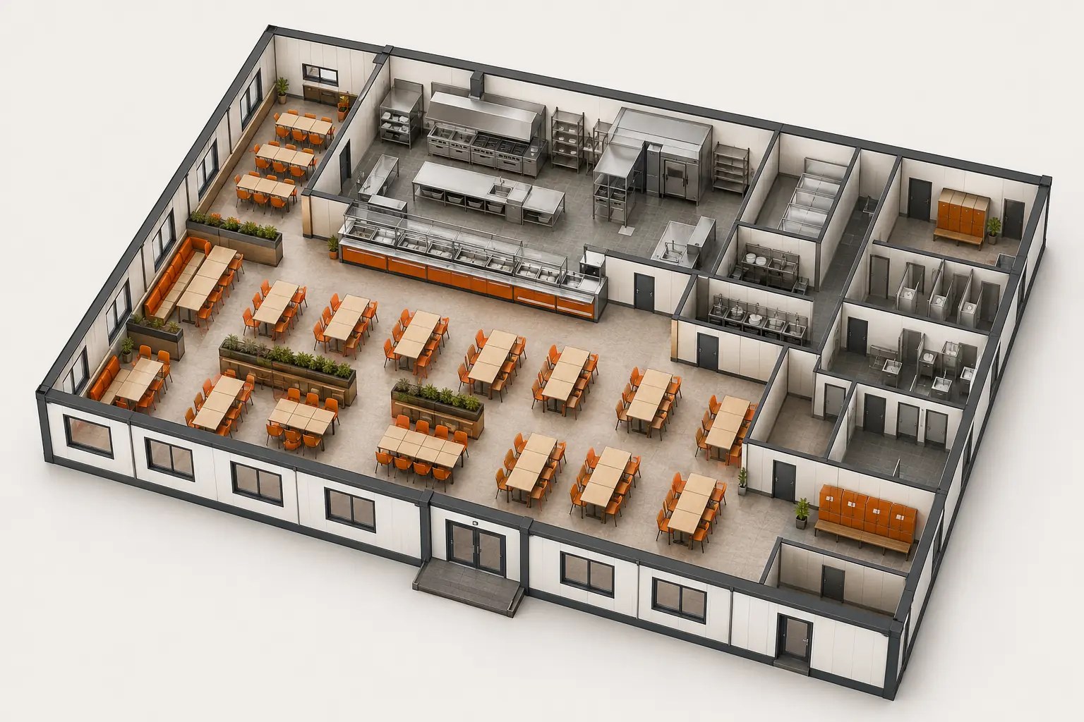 346 m² Yemekhane Konteyner Modeli